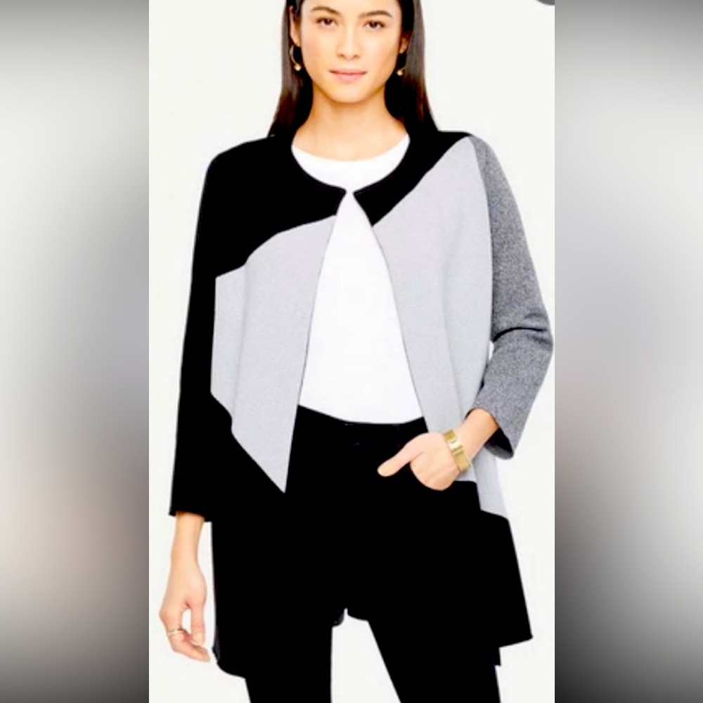 Ann Taylor Black Grey Cardigan Sweater Jacket Size XXS